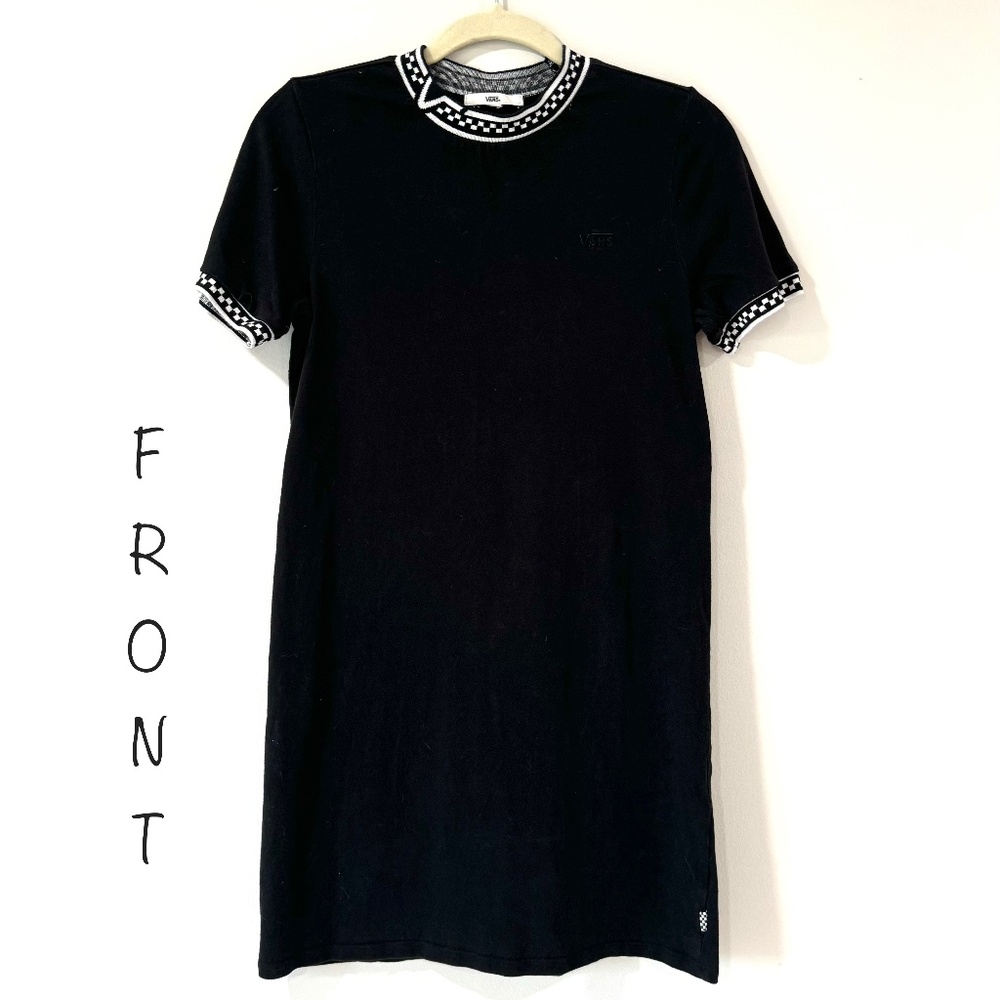 Vans Black & Checkered Midi Shirt Dress XS